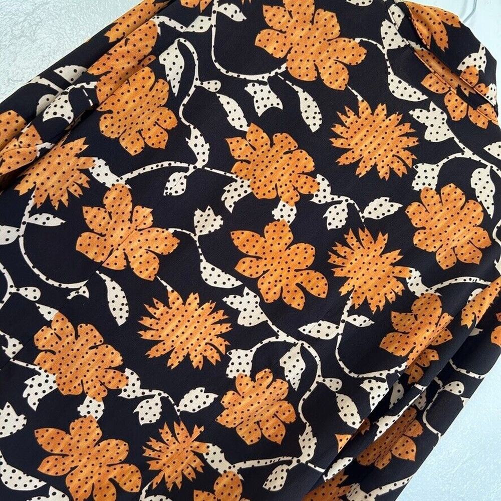 Vintage Mod Flower Blouse Women's Large Orange Brown Retro Daisey By Millenium - Picture 6 of 8